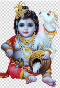 Janmashtami Makhan Chor PNG, Bal Gopal PNG with Cow, Janmashtami Png, Krishna Ji Png Photo