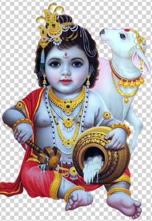 Janmashtami Makhan Chor PNG, Bal Gopal PNG with Cow, Janmashtami Png, Krishna Ji Png Photo