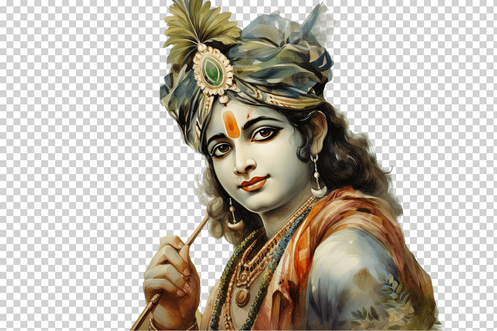Krishna with Flute PNG Download, Lord Krishna PNG, Krishna Spiritual Image, Transparent Krishna