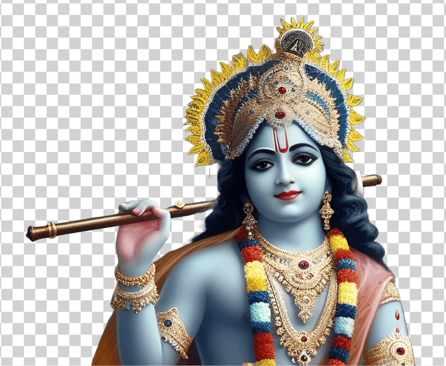 Krishna with Flute PNG, Lord Krishna Art, Krishna Devotional PNG, Transparent Krishna