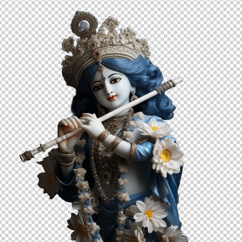 Radha Flute PNG, Divine Radha Image with Flowers, HD Radha PNG, Radha Krishna