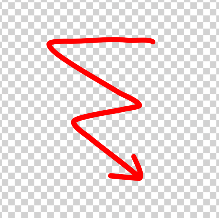 Red Zigzag Arrow PNG Transparent, Curved Down Arrow PNG Free Download, Red Zigzag Png