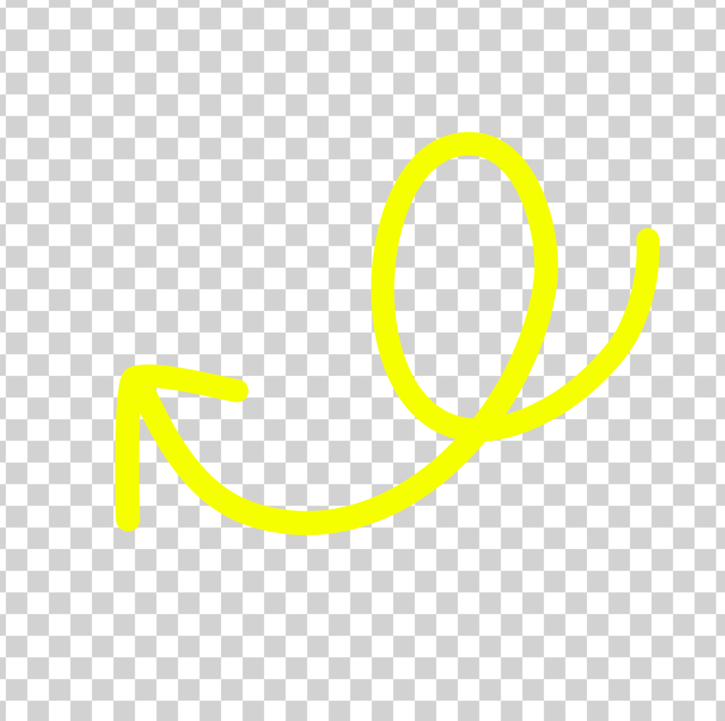 Yellow Curved Doodle Arrow PNG, Curved Swirl Sketch Arrow Free Download Transparent Background, Yellow Arrow Png
