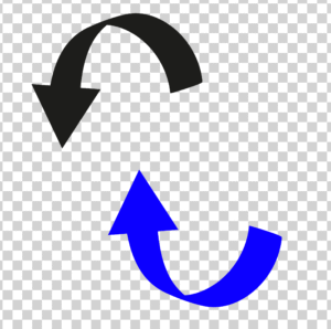 curved black and blue arrows PNG