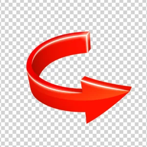 3D Red Curved Arrow PNG, Download Glossy Red 3D Arrow PNG Free, Curved Red Arrow PNG Transparent